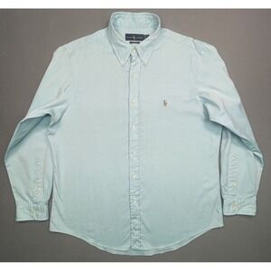 Ralph Lauren Oxford Shirt Mens 17 34/35 Custom Fit Blue Button Down Cotton Pony